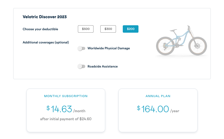 Simple Bike quote for a $2,500 e-bike in Verona, NJ